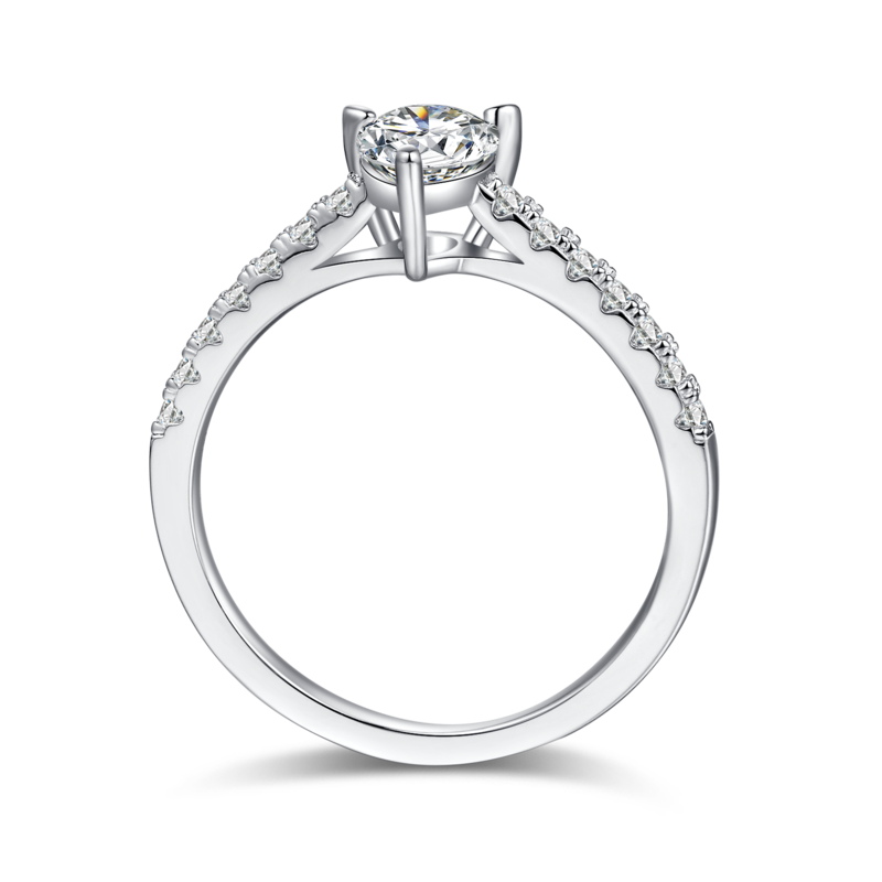 微镶梨形S925银镀白金MoissaniteWomen's Ring1.0ctD级
